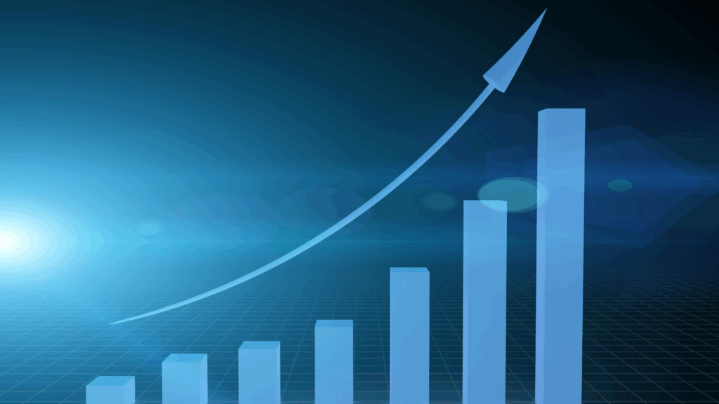 A bar graph showing an increase in organic traffic.